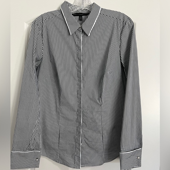 WHBM - Long Sleeve Crisp Poplin Striped Blouse - Picture 2 of 14